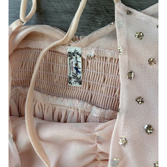 Intimately Free People Want To Have Fun Glitter Polka Dot Maxi Dress Size S Peac - Picture 5 of 11